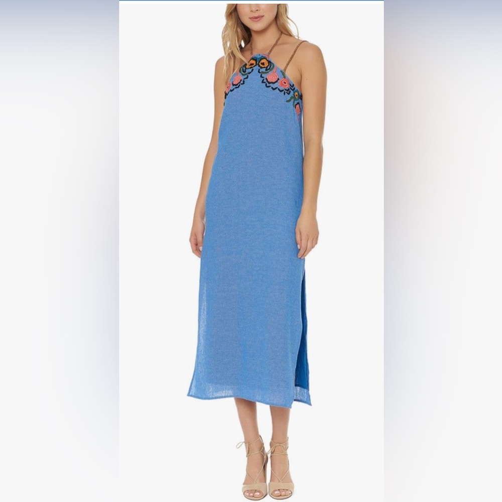Red Carter Blue Linen Embroidered Dress